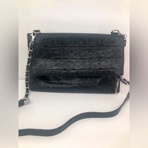 Vegan Leather Convertible Crossbody Fold Over Handbag